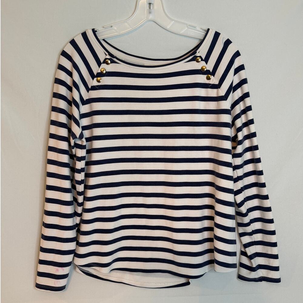 Chico's Women's Blue‎ and White Nautical Stripped Top Size 1